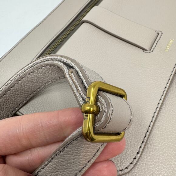 FOSSIL Kinley Leather Crossbody Bag Light Gray Bone Neutral Minimalist Classic - Picture 8 of 14